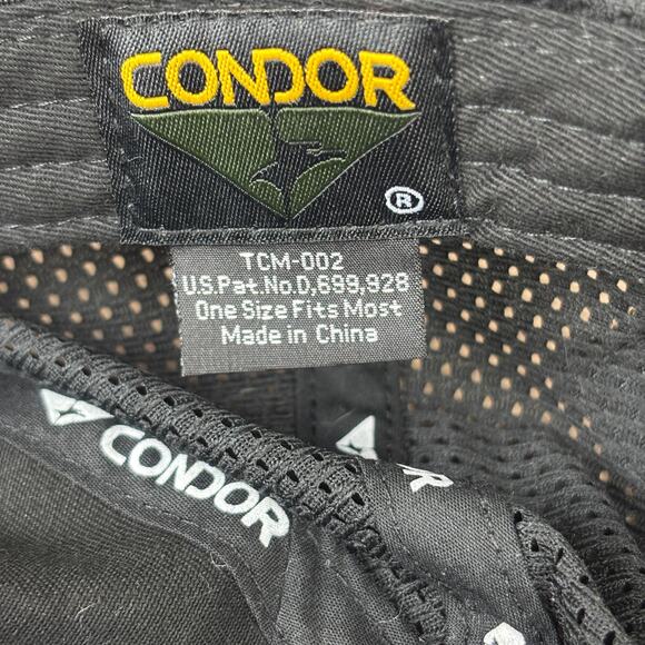 Condor Mesh Tactical Cap - TC-002 Black Adjustable Strapback Baseball Hat - Picture 10 of 11